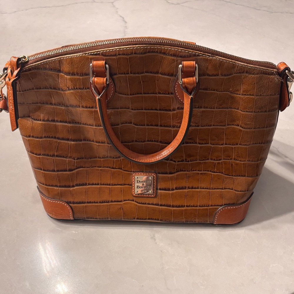 Dooney & Bourke Cognac Croc-Embossed Leather Satchel